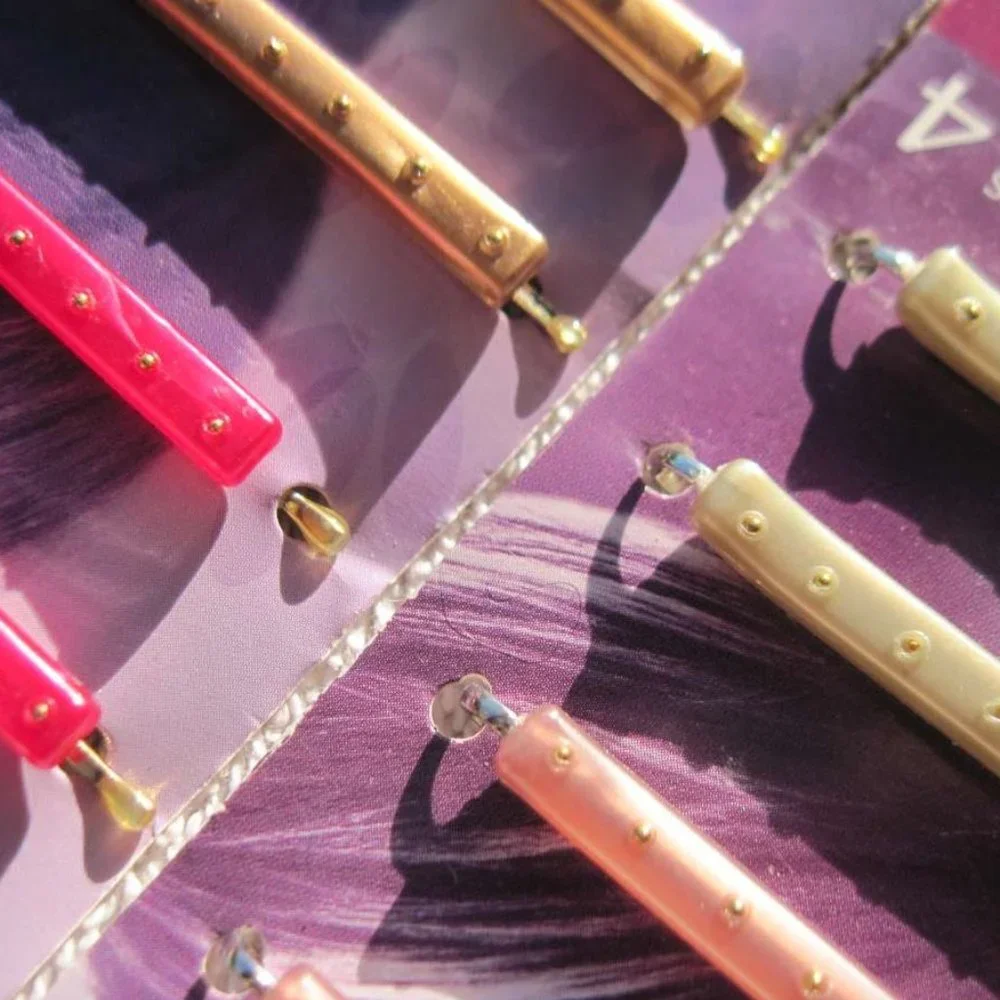 4 Goody Anita Bobby Slides Hair Pins Pearl Pink Magenta Beige White Gold Spots